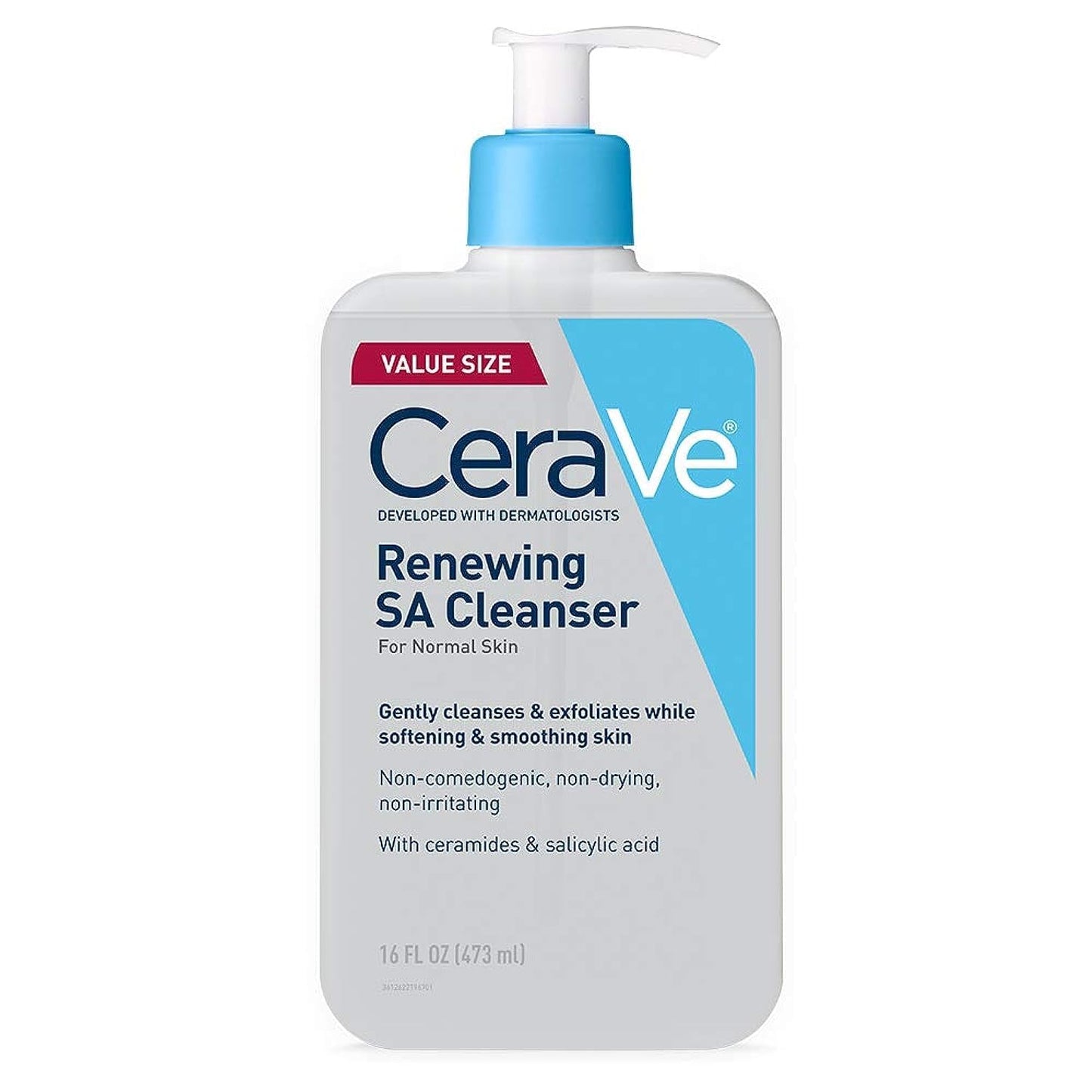 CeraVe Renewing Salicylic Acid Cleanser, Formulated With Hyaluronic Acid, Niacinamide, & Ceramides, Gentle BHA Exfoliating Face Wash Smooths & Softens Skin, Non Comedogenic & Fragrance Free