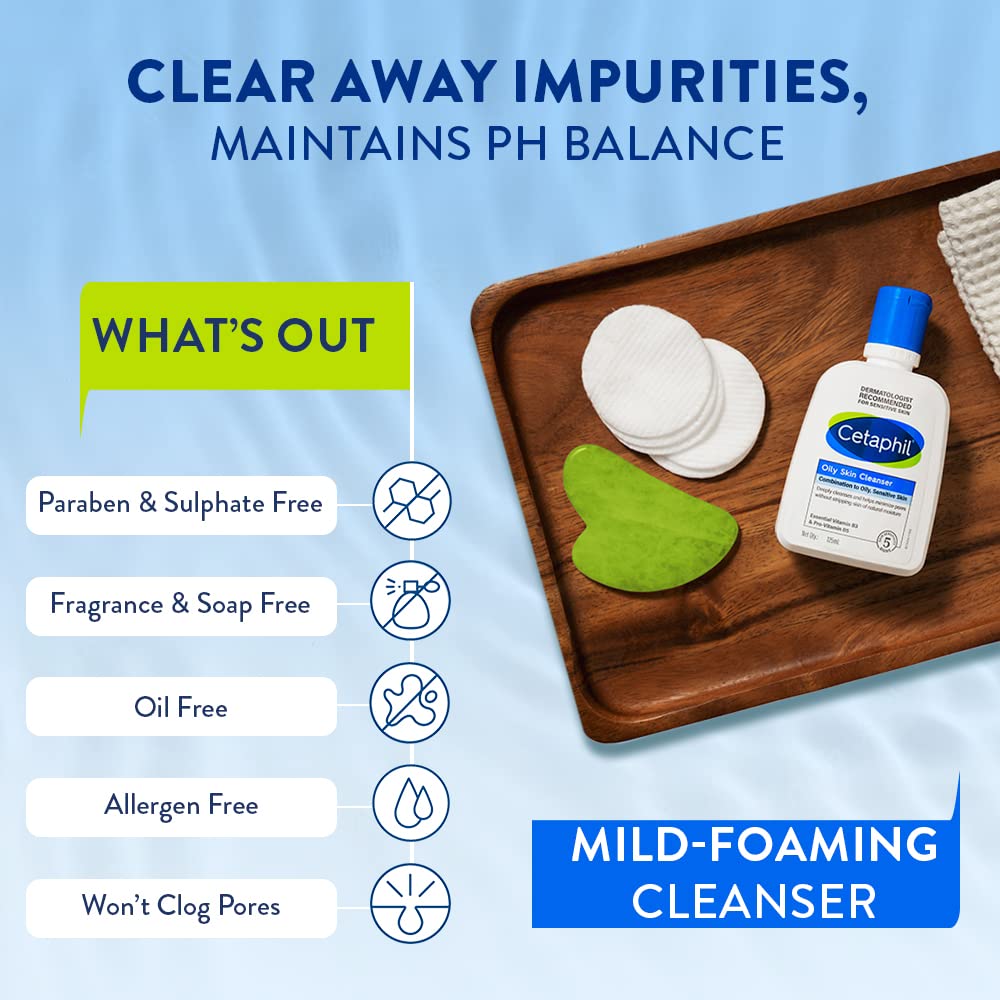 Cetaphil Oily Skin Cleanser, Daily Face Wash for Oily, Acne prone Skin, Gentle Foaming