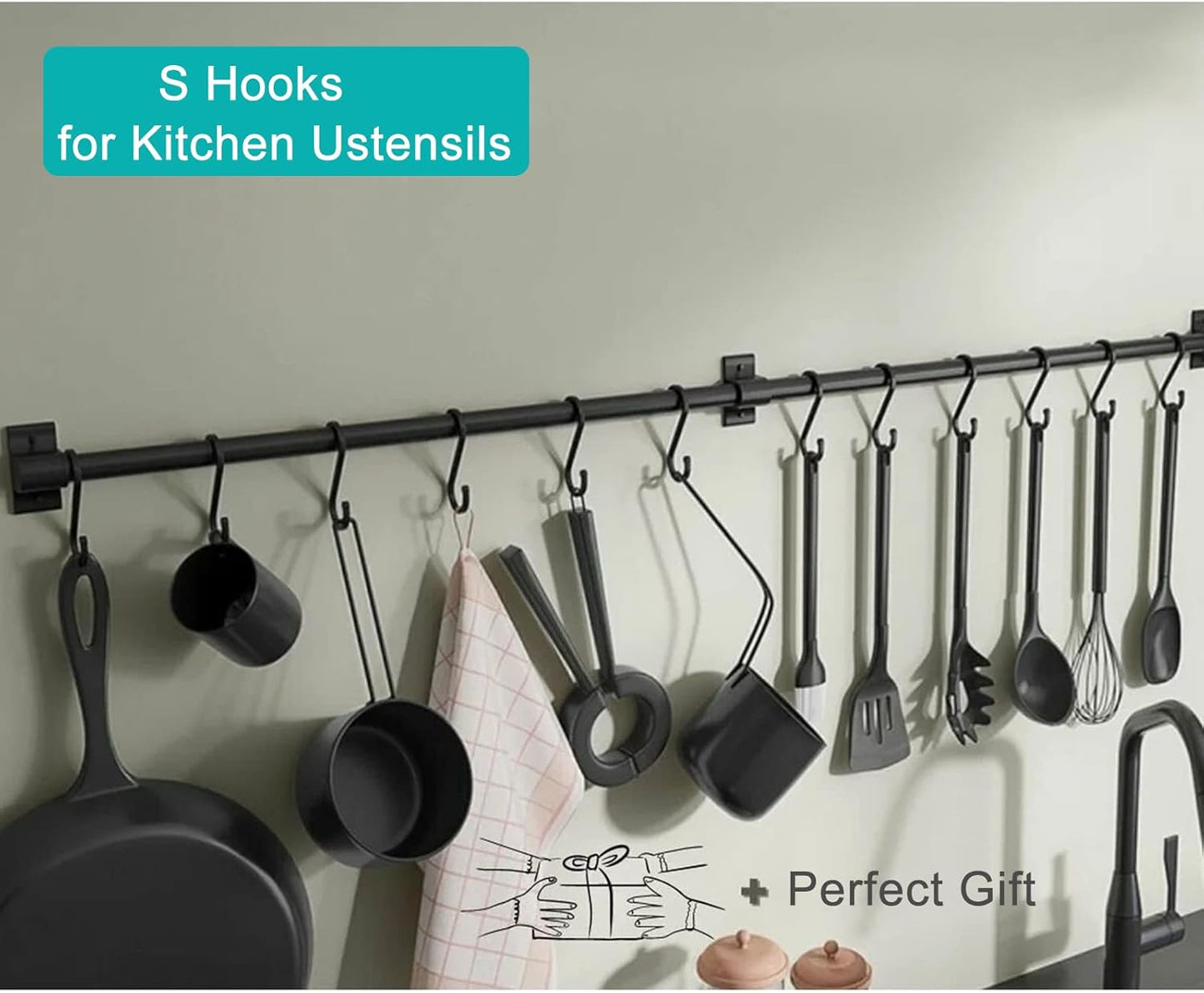 10 Pcs Heavy Duty Large S Hooks, Vinyl Coated, Anti-Slip for Closet, Bathroom, Kitchen & Garden