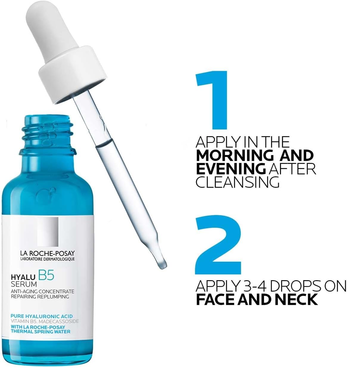 La Roche-Posay Hyalu B5 Pure Hyaluronic Acid Serum for Face, with Vitamin B5. Anti-Aging Serum Concentrate for Fine Lines. Hydrating, Repairing, Replumping. Suitable for Sensitive Skin