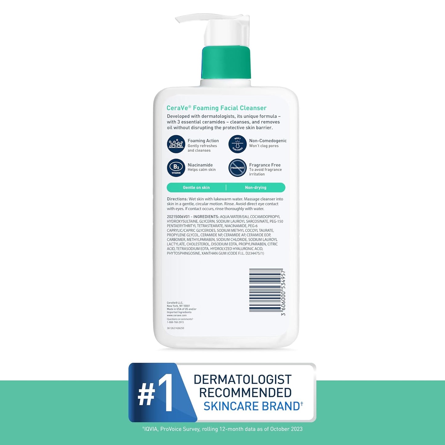 CeraVe Foaming Facial Cleanser, Daily Face Wash for Oily Skin