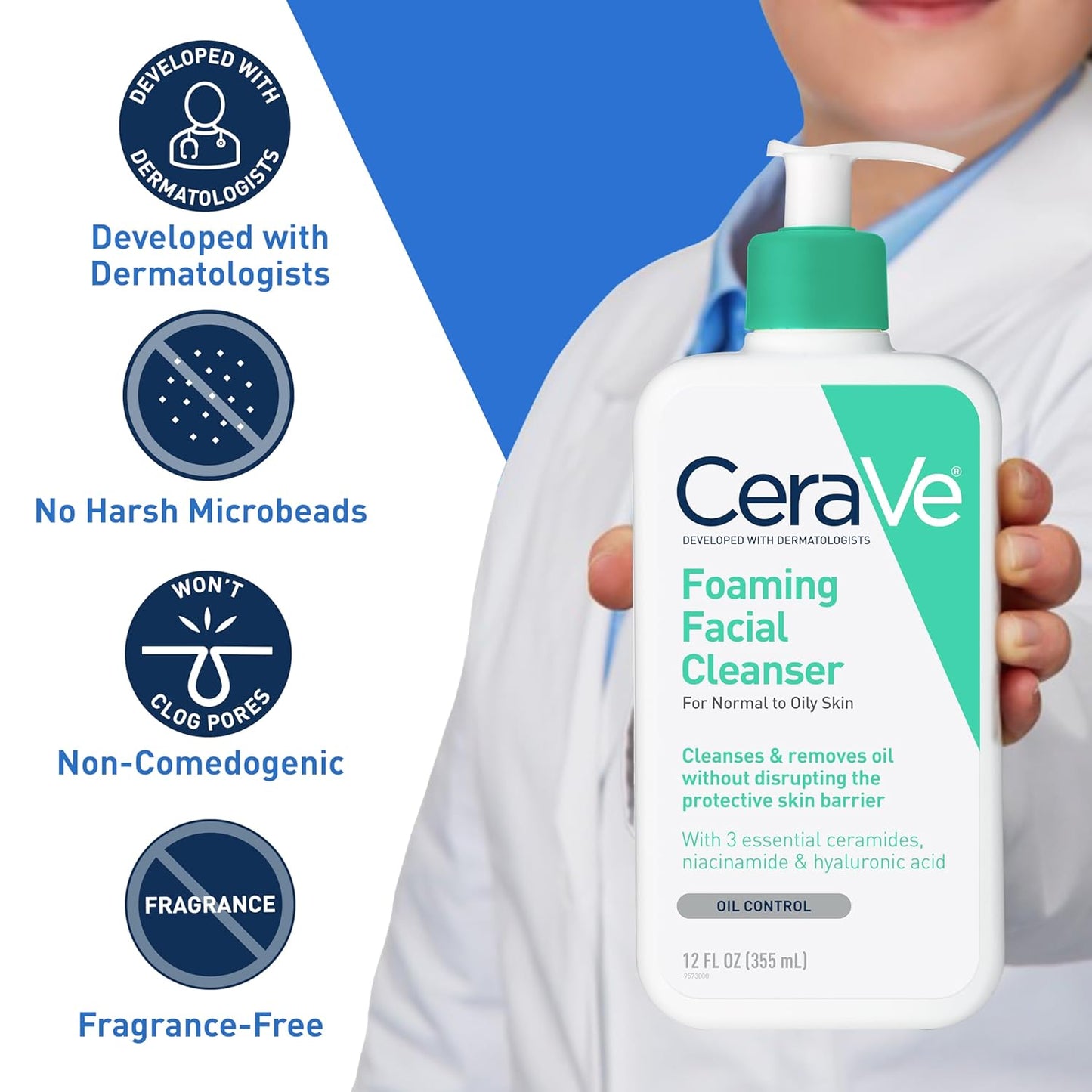 CeraVe Foaming Facial Cleanser, Daily Face Wash for Oily Skin