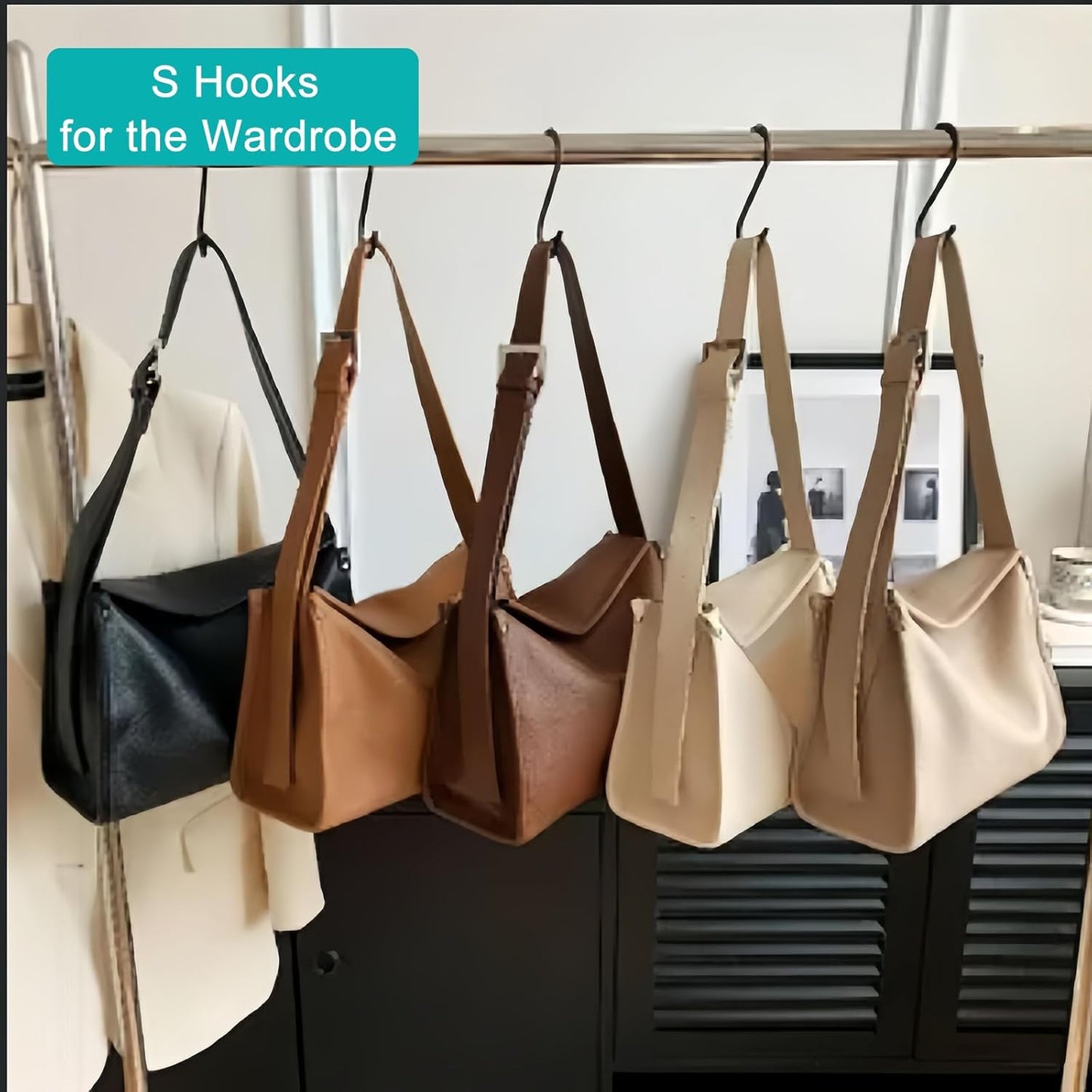 10 Pcs Heavy Duty Large S Hooks, Vinyl Coated, Anti-Slip for Closet, Bathroom, Kitchen & Garden
