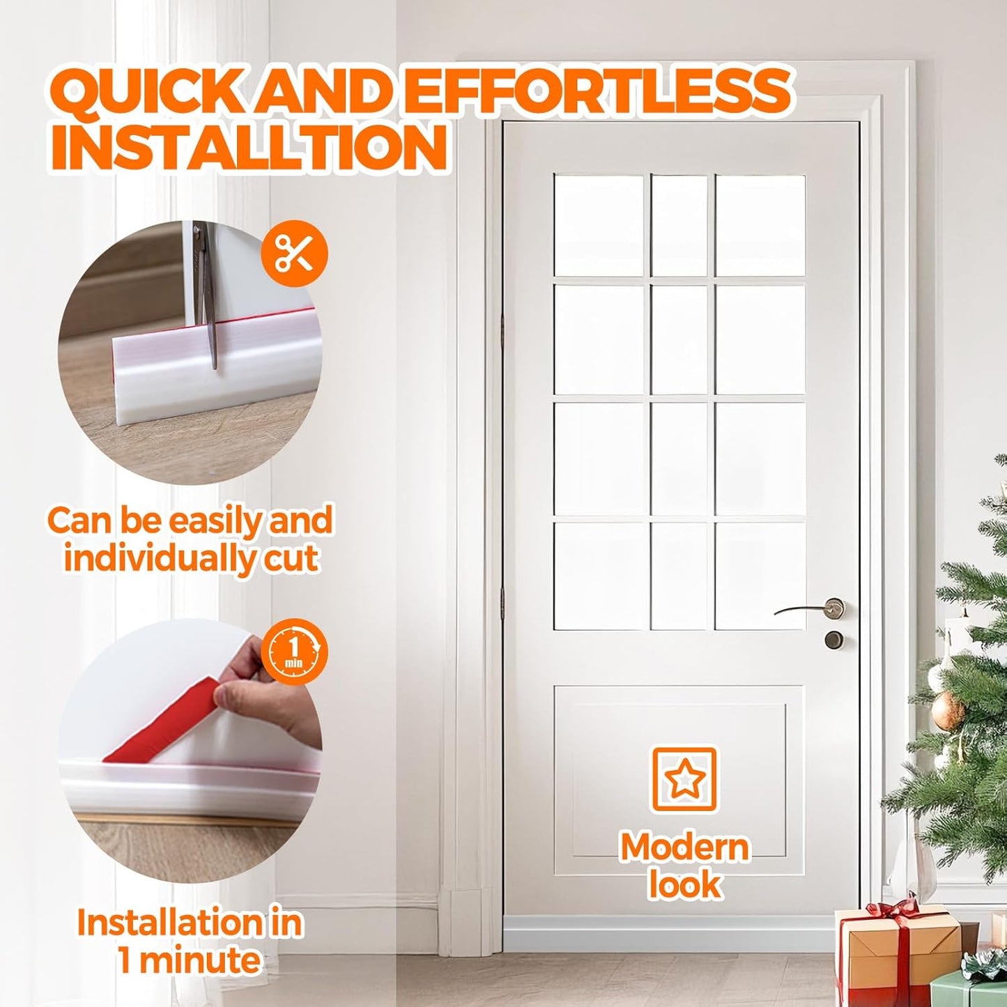 Door Draft Stopper Under Door Draft Blocker Insulator Doors Sweep Weather Stripping Noise Stopper Strong Adhesive