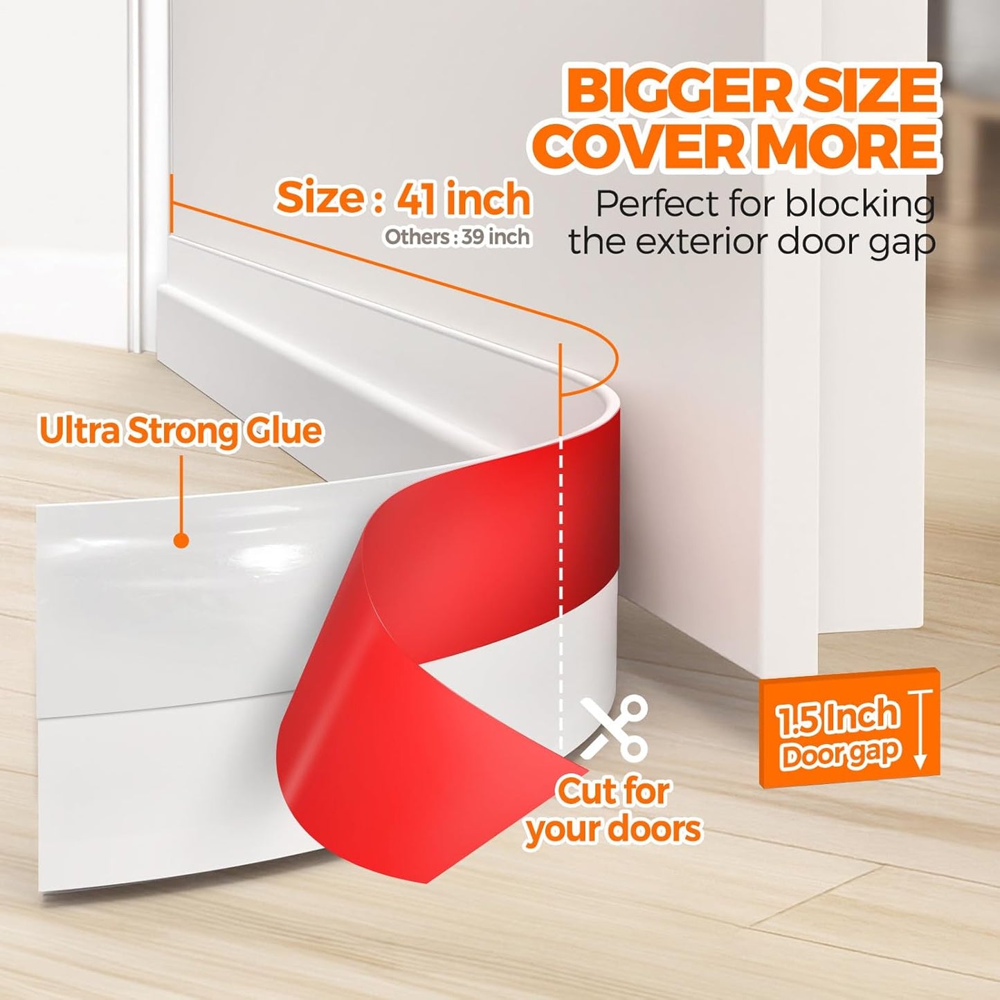 Door Draft Stopper Under Door Draft Blocker Insulator Doors Sweep Weather Stripping Noise Stopper Strong Adhesive