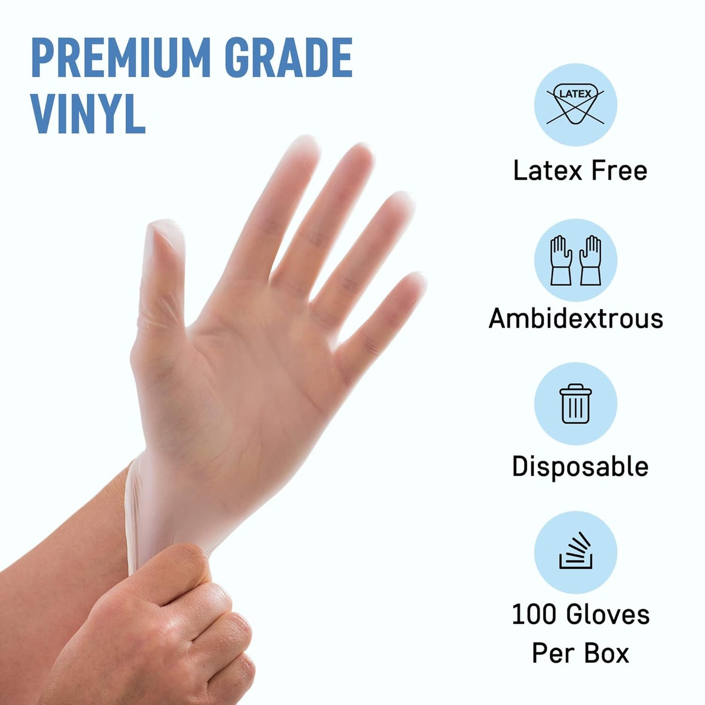 Clear Vinyl Medical Exam Gloves