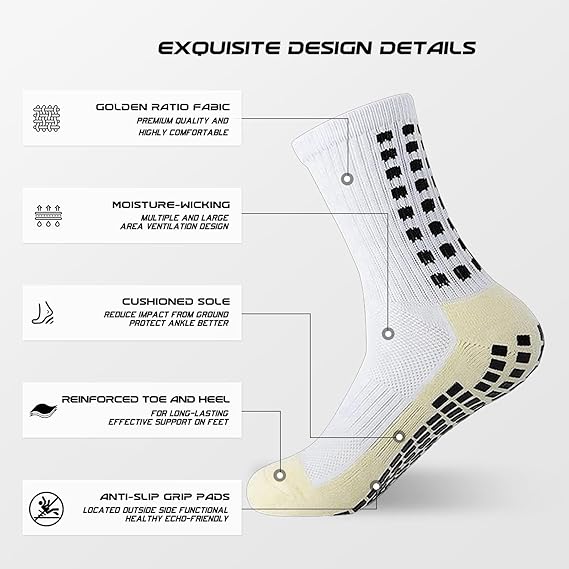 Grip Soccer Socks Anti Slip Non Slip Men's Athletic Socks for Football Basketball Sports