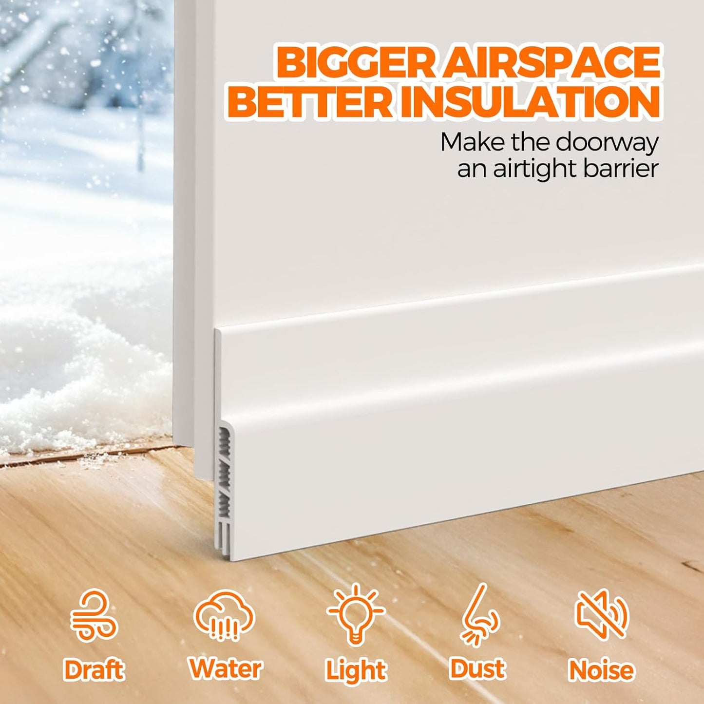 Door Draft Stopper Under Door Draft Blocker Insulator Doors Sweep Weather Stripping Noise Stopper Strong Adhesive