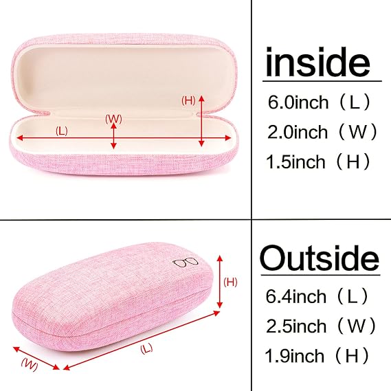 Glasses Case, Hard Shell Protective Case for Glasses, Unisex for Women Men, Sunglasses with Cleaning Cloth