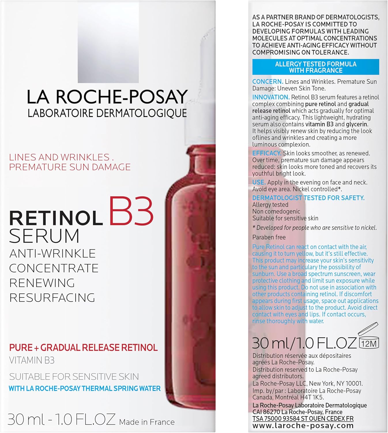 La Roche-Posay Retinol B3 Serum 30ml - Anti-Aging Serum for Skin Renewal and Brightening