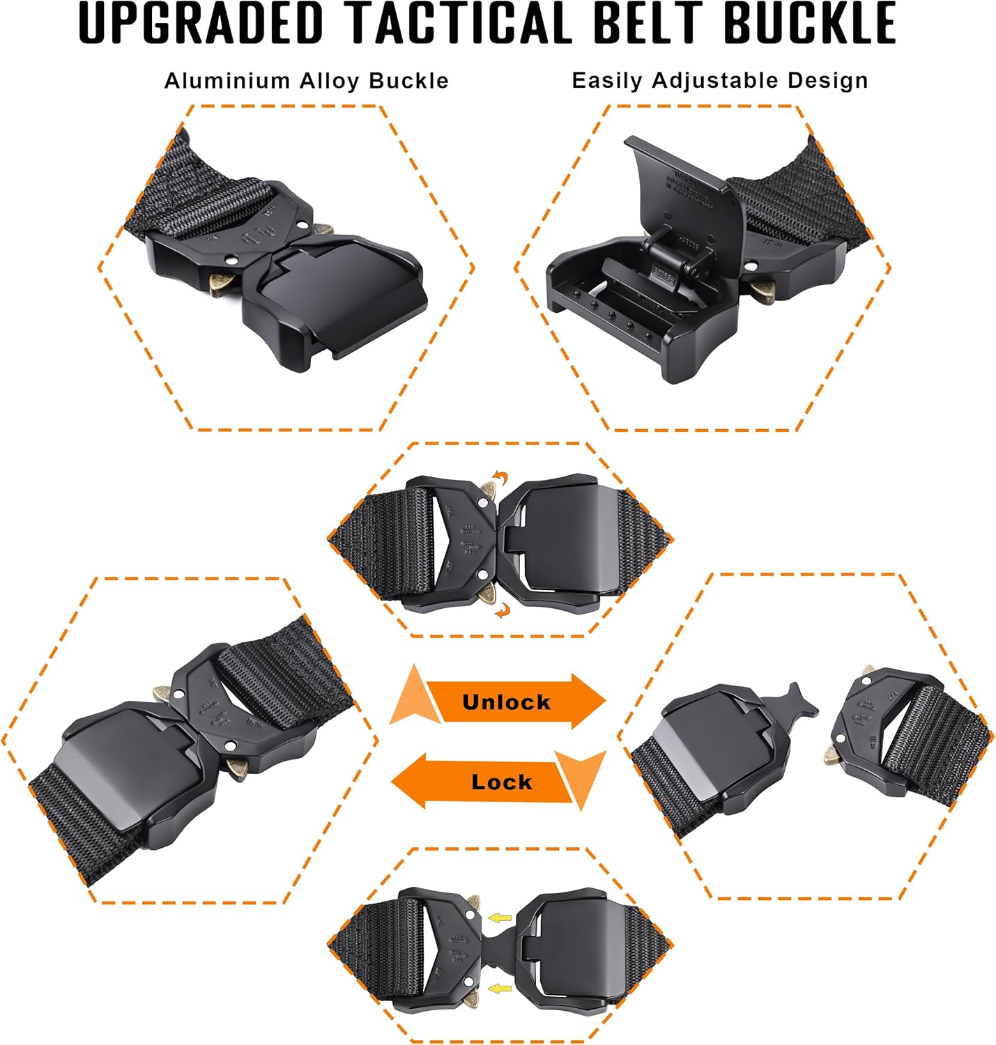 Tactical Belts for Men Military Style Work Hiking Riggers Web Gun Belt