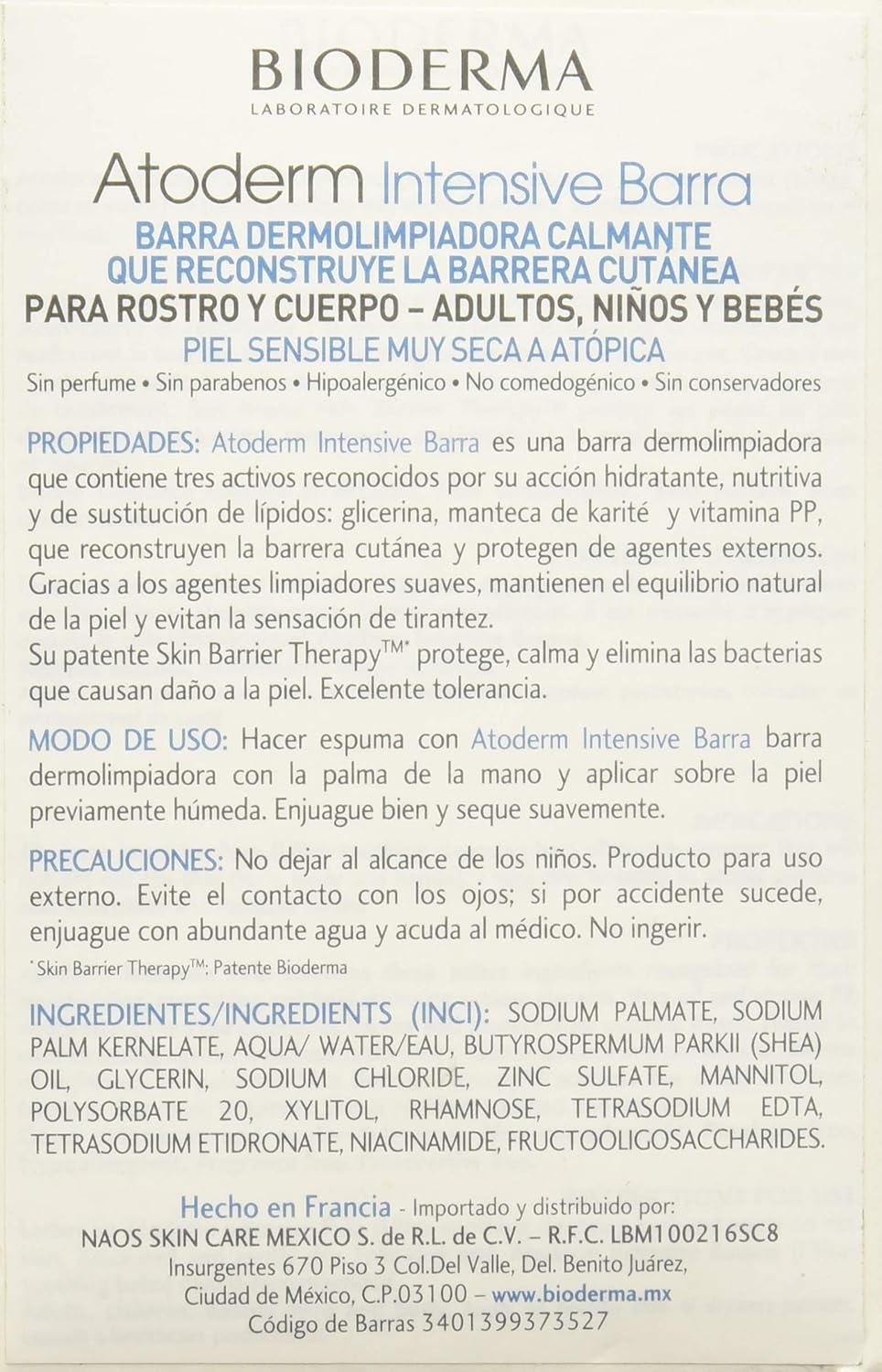 Bioderma Atoderm Intensive Pain Ultra-Soothing Cleansing Bar for Very Dry to Atopic Skin